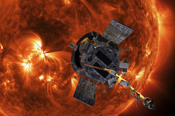 An artist's rendering of the Parker Solar Probe approaching the Sun. 