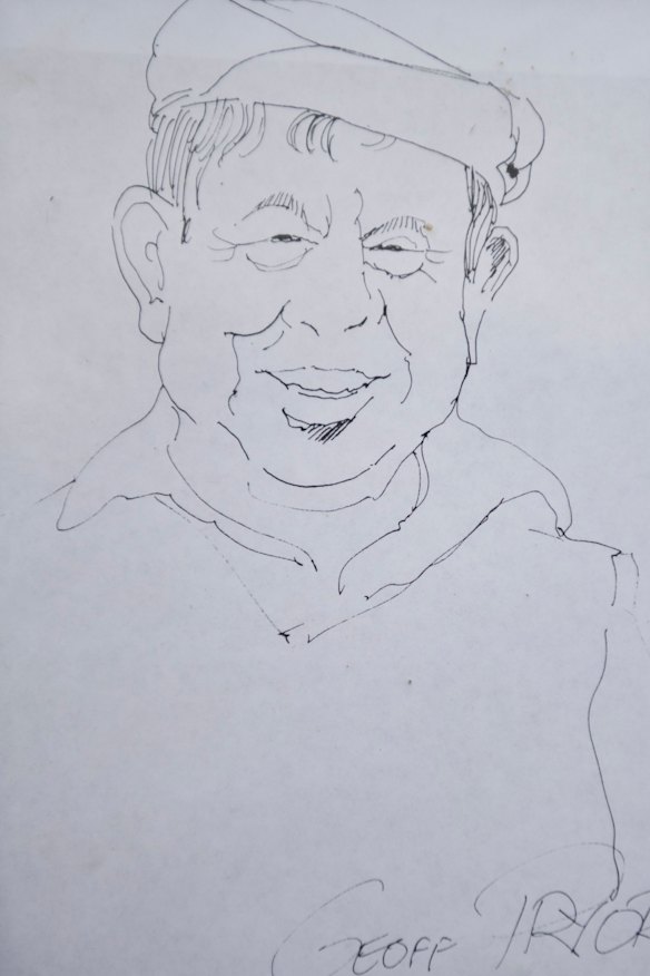A sketch of George Thaung by former <i>Canberra Times</i> cartoonist Geoff Pryor.