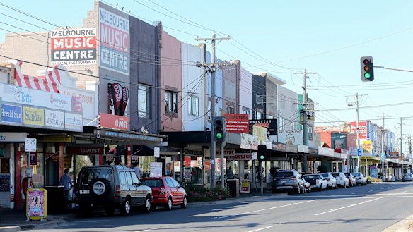 The shopping strip on North Road in Ormond, around the corner from the new station.