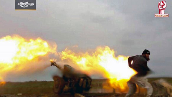 A photo posted by the Syrian insurgent group Army of Islam, shows a fighter during clashes with government forces in the southern province of Daraa, Syria. 