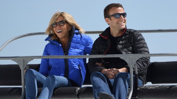 Brigitte Macron and her husband, the French President Emmanuel Macron. She is 24 years older than him.