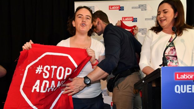 Labor's election campaign has been dogged by anti-Adani protesters. 