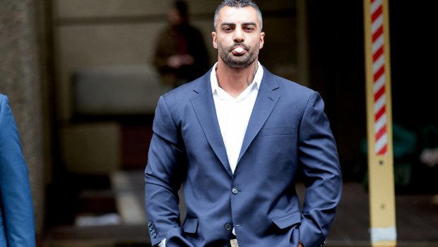 Mick Hawi outside court in 2015, just hours before he was jail over the Sydney Airport brawl. 
