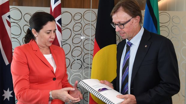 Experts working with Queensland Rail chairman Phillip Strachan, pictured here with Premier Annastacia Palaszczuk, have proposed a new public transport model for Queensland.