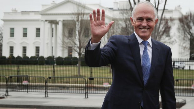 Prime Minister Malcolm Turnbull outside the White House