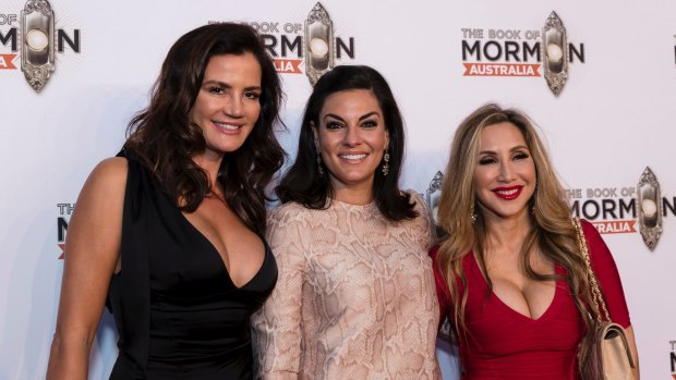 The Real Housewives of Sydney's Krissy Marsh, Nicole O'Neil and Matty Samaei at the Book of Mormon.