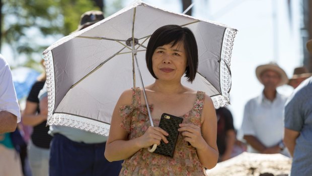 Shan-Ju Lin, pictured at a pro-life march in February, is a former One Nation candidate now standing as an independent.