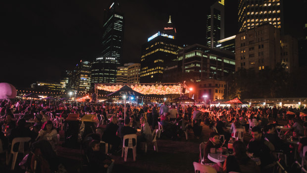 Perth's Night Noodle Markets at Elizabeth Quay in full swing.