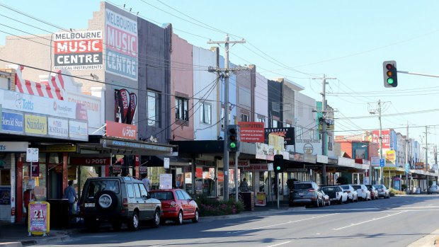 The shopping strip on North Road in Ormond, around the corner from the new station.