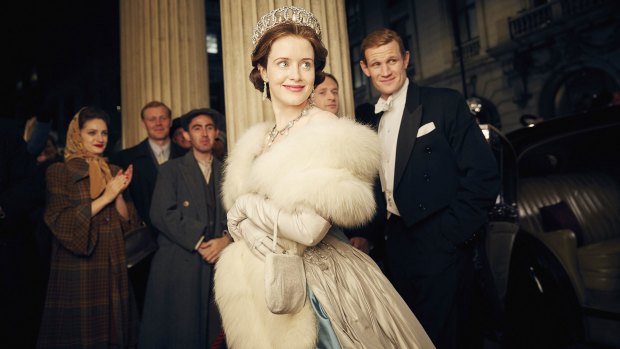 Claire Foy as Queen Elizabeth II  and Matt Smith as Prince Philip in The Crown.