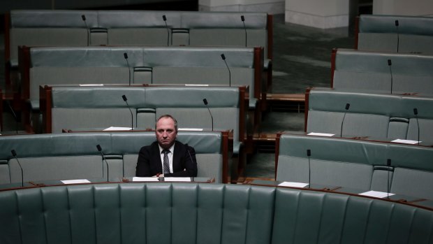 Former deputy prime minister Barnaby Joyce sits on the backbench.