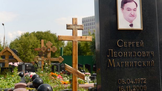 The Moscow grave of Sergei Magnitsky, the Russian lawyer who died in prison allegedly from lack of medical attention.