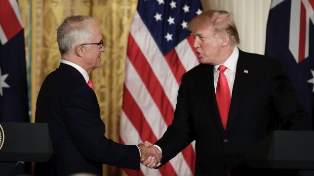 Prime Minister Malcolm Turnbull with US President Donald Trump at the White House last month.