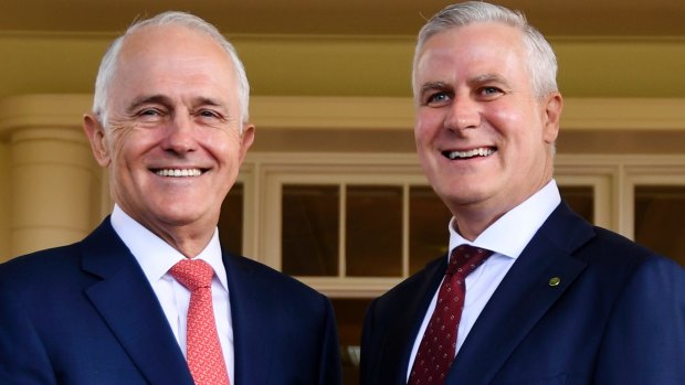 Prime Minister Malcolm Turnbull with newly installed Deputy Prime Minister Michael McCormack.