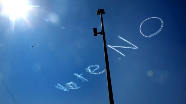 Sky-writing above Sydney's CBD earlier in September supported the negative in the debate on same-sex marriage.