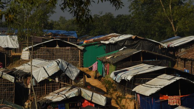Shelters at Kutupalong refugee camp in Bangladesh.