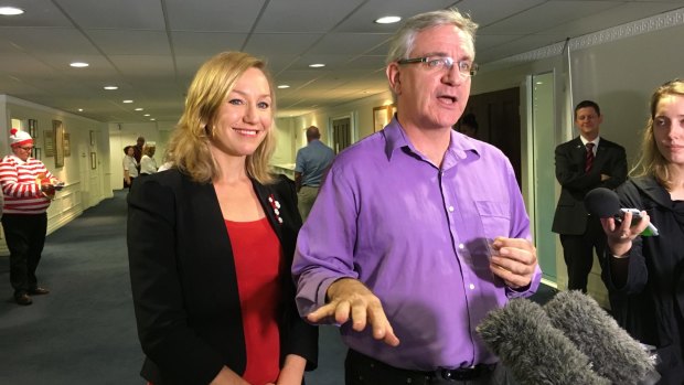 Andrew Bartlett with Larissa Waters, who he replaced in the Senate.