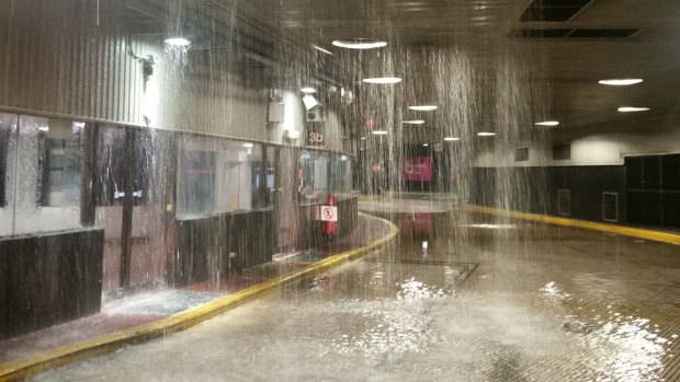 Queen Street bus station closed due to flooding in April, 2017.