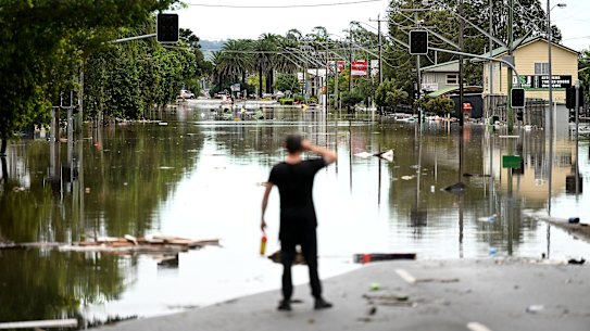 Floodwater on March 31, 2022, in Lismore, Australia.
