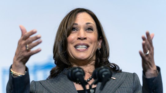 US Vice-President Kamala Harris speaks at the Northeast Bronx YMCA in New York on Friday.