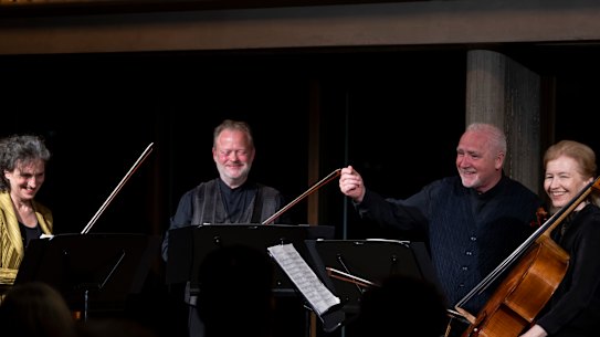 Brodsky Quartet returned for a brief residency in the Sydney Opera House’s intimate Utzon Room – the only performance space designed entirely by Opera House architect Jørn Utzon – to celebrate their 50th anniversary celebrations around Australia.
