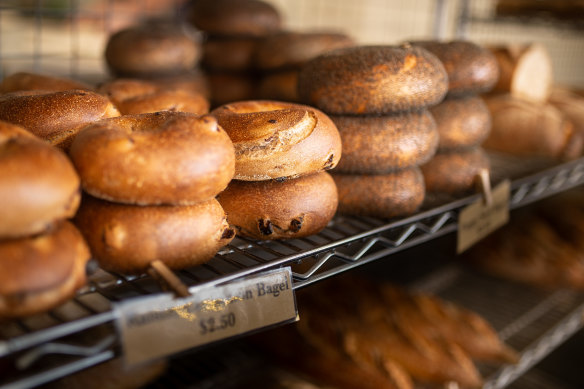 Sourdough bagels at Two Bobs Bakery in Nelson Bay.