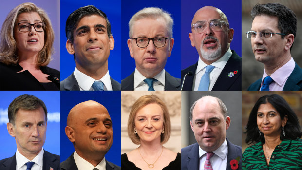 Conservative MPs vying for the leadersihp include Penny Mordaunt, Rishi Sunak, Michael Gove, Nadhim Zahawi, Steve Baker, Suella Braverman, Ben Wallace, Liz Truss, Sajid Javid and Jeremy Hunt. 