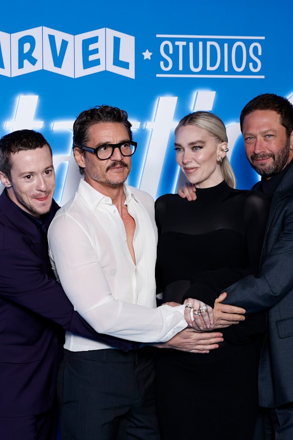Joseph Quinn, Pedro Pascal, Ebon Moss-Bachrach and Vanessa Kirby at the Sydney premiere of The Fantastic Four: First Steps.