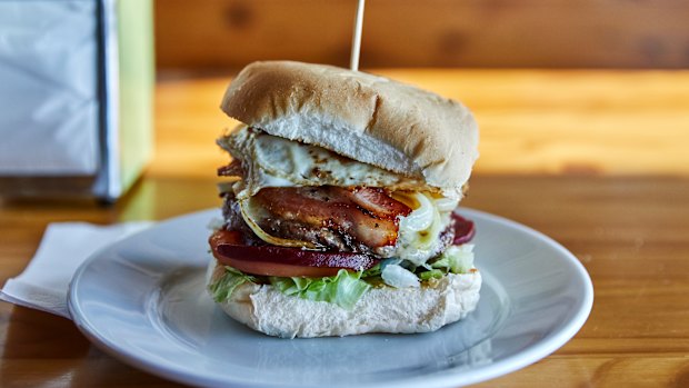 Wingello’s $18 burger with the lot.