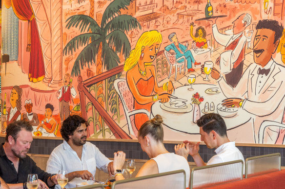 One of the pastel-heavy murals at Marmont.