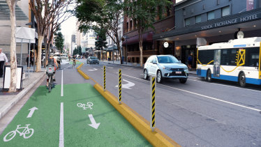 Some parking and loading zones will be removed and bus stops relocated for new separated bike lanes through Brisbane's CBD.