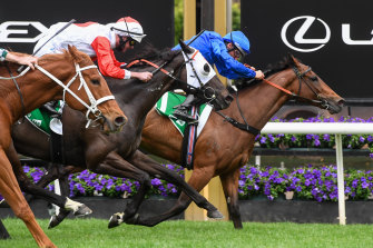 Colette wins the Empire Rose Stakes at Flemington Racecourse. 
