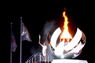 Osaka lights the Tokyo Olympic Games cauldron.