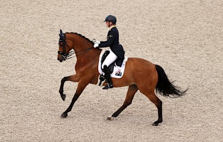 Mary Hanna rides at the Tokyo Olympics in 2021.