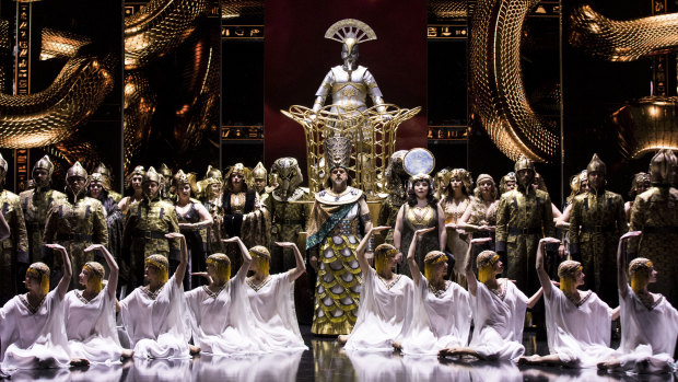 Opera Australia’s new production of Aida uses a digital set at the Sydney Opera House.