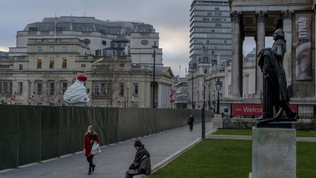Trafalgar Square in London. With the pandemic lockdowns set to drag on, mental health professionals are growing increasingly alarmed about the deteriorating mental state of young people.