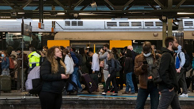 Commuters at Central Station on Wenesday morning. 