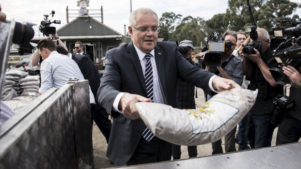 Prime Minister Scott Morrison during a visit to Daisy’s Garden Supplies in Ringwood, Melbourne, on Monday.