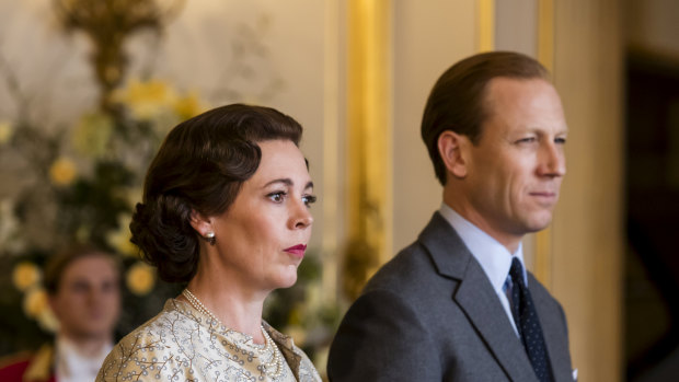 Queen Elizabeth (Olivia Colman) and Prince Phillip (Tobias Menzies) in the third season of The Crown.