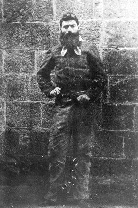 Ned Kelly in chains taken by Charles Nettleton  at the gaol the day before he was hanged.