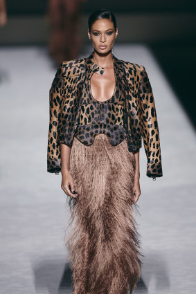 Joan Smalls walks in the Tom Ford show at New York Fashion Week in September.