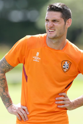 Corey Gameiro on the field for former team Brisbane Roar in 2017. 