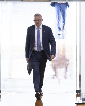 On the go: Prime Minister Anthony Albanese.