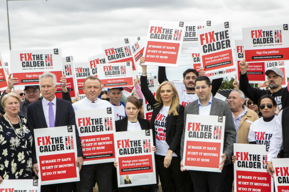 Brimbank mayor Ranka Rasic, councillors from across Melbourne and residents join together at the Calder Freeway to launch the campaign last Saturday.