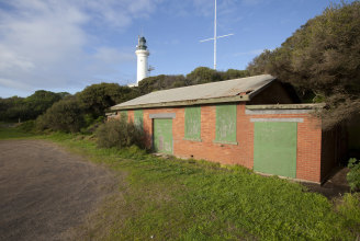 The old engine shed near Point Lonsdale lighthouse before being taken over by the Boardriders Club.