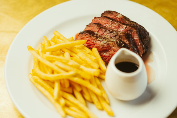 Steak frites with Bordelaise sauce at Chez Crix.