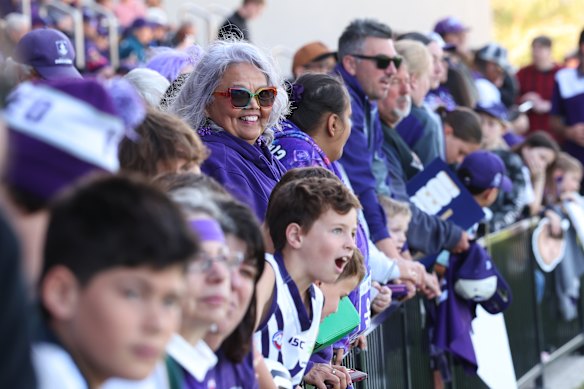 Dockers fans show their support at Tuesday’s training session.
