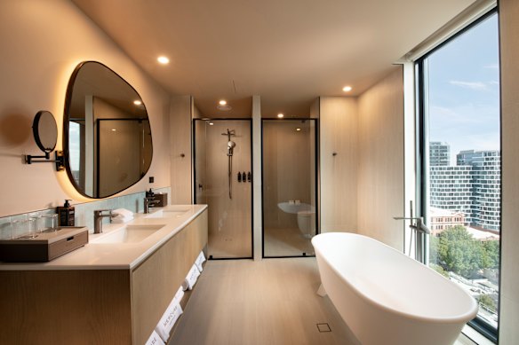 Stand-alone soaking tub in the Superior Suite.