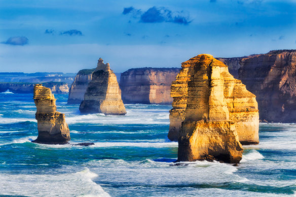 Erosion has created striking geological structures including the Twelve Apostles. 