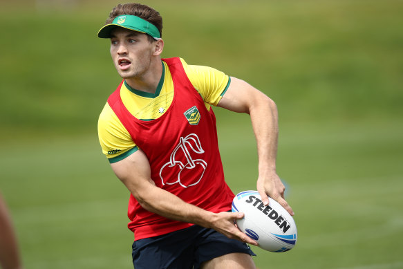 Cameron Murray training in 2019 before his only previous Test.